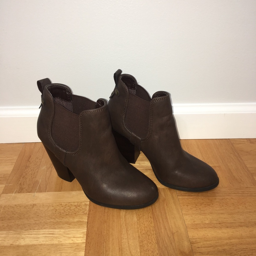 Brown bootie heels